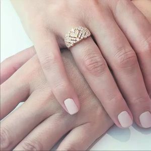 New Lovely Heart Yellow Gold Plated Diamond Ring